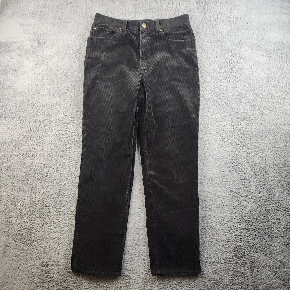Lauren Jeans Co Ralph Lauren Corduroy Pants Womens 10 Black Straight Leg Stretch